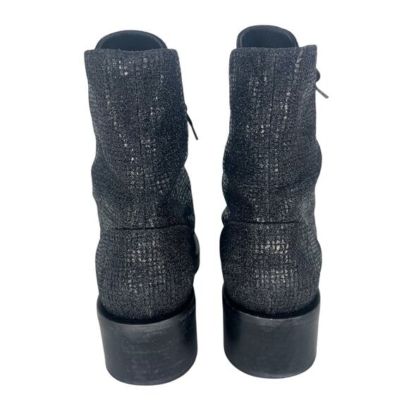 Chanel 2022 CC Logo Glitter Combat Boots Black Runway Virginie Viard 38.5 - Picture 10 of 16